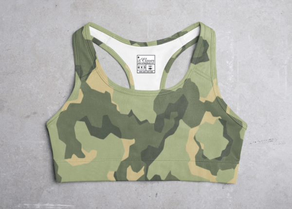 Army Style Women's All over print Sports Bra - Its Clover