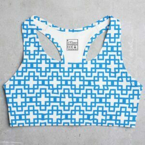 Sky Blue Box Style Women's All over print Sports Bra its clover
