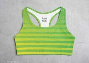 Neon Green Stripe Style Women's All over print Sports Bra its clover