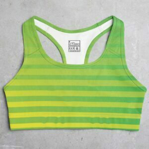 Neon Green Stripe Style Women's All over print Sports Bra its clover