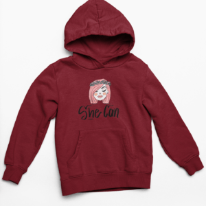 She Can Hooded Sweatshirt with Kangaroo Pockets - Its Clover