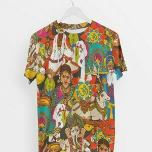 Indian Traditional Style Men's Round Neck All over print T-shirt its clover