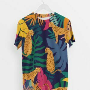Tiger Print Style Men's Round Neck All over print T-shirt its clover