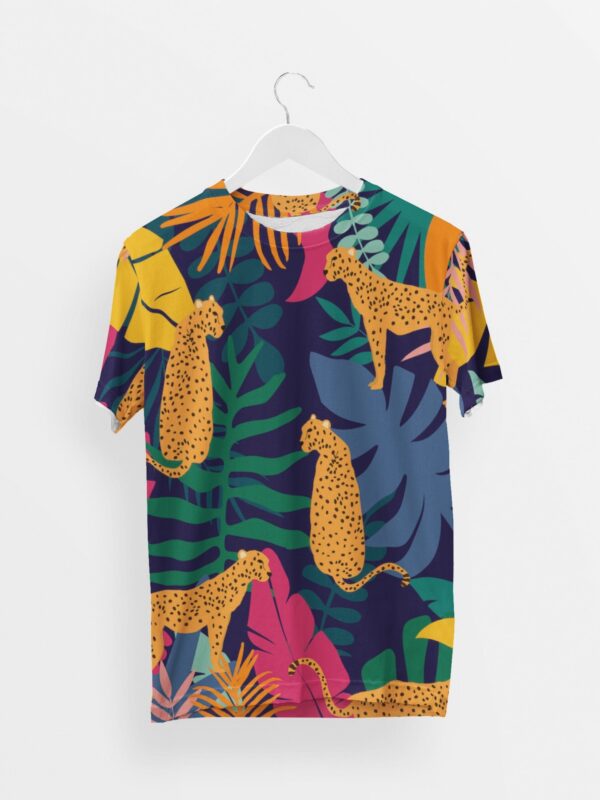 Tiger Print Style Men's Round Neck All over print T-shirt its clover