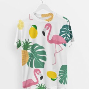 Flamingo Style Men's Round Neck All over print T-shirt its clover