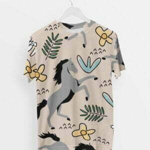 Horse Floral Style Men's Round Neck All over print T-shirt its clover