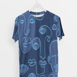 Human Face Men's Round Neck All over print T-shirt its clover