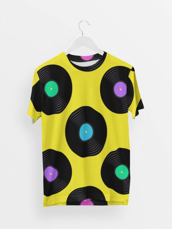 Music Disc Men's Round Neck All over print T-shirt its clover