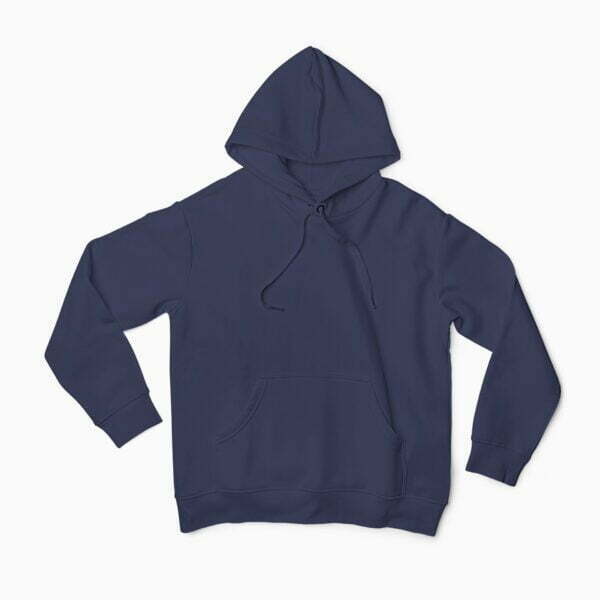 Plain Navy Blue Men's Hooded Sweatshirt with Kangaroo Pockets its clover