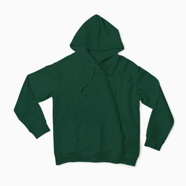 Plain Bottle Green Men's Hooded Sweatshirt with Kangaroo Pockets its clover