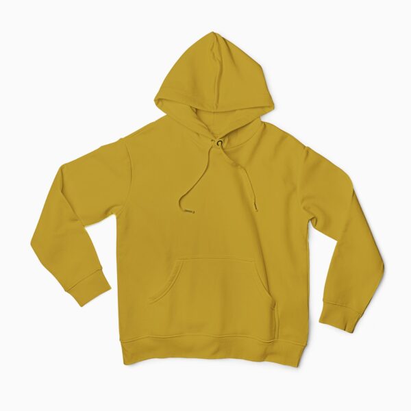 Plain Mustard Yellow Men's Hooded Sweatshirt with Kangaroo Pockets its clover