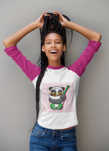 Panda Women's 3/4th Sleeve Raglan T-Shirt its clover