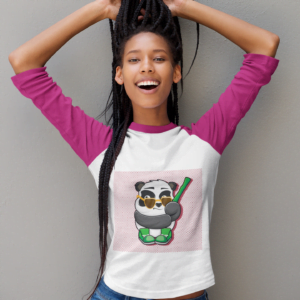 Panda Women's 3/4th Sleeve Raglan T-Shirt its clover
