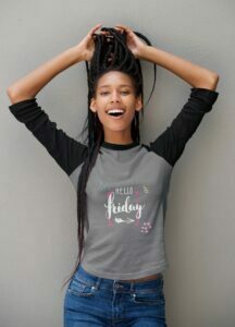 Hello Friday Women's 3/4th Sleeve Raglan T-Shirt its clover