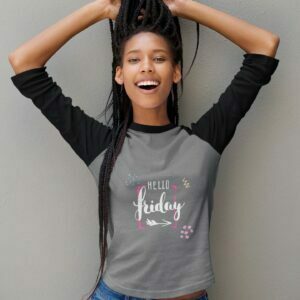 Hello Friday Women's 3/4th Sleeve Raglan T-Shirt its clover