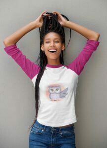 Owl Women's 3/4th Sleeve Raglan T-Shirt its clover