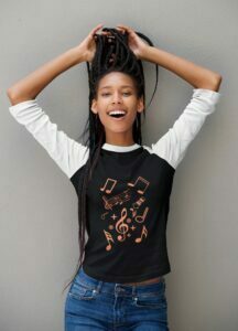 Music Style Women's 3/4th Sleeve Raglan T-Shirt its clover