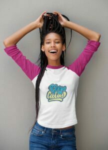 Keep Calm Women's 3/4th Sleeve Raglan T-Shirt its clover