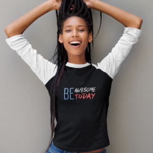 Be Awesome Women's 3/4th Sleeve Raglan T-Shirt its clover