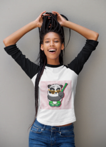Panda Women's 3/4th Sleeve Raglan T-Shirt its clover