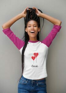 Love Women's 3/4th Sleeve Raglan T-Shirt its clover
