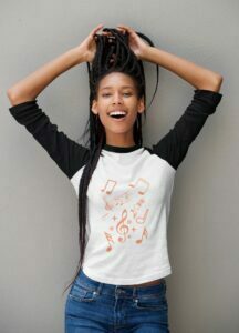 Music Style Women's 3/4th Sleeve Raglan T-Shirt its clover