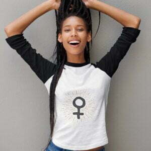 Female Symbol White Women's 3/4th Sleeve Raglan T-Shirt its clover