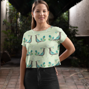 Green Peacock Style Women's All over print Crop Top - Its Clover