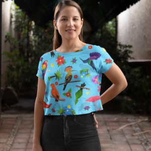 Blue Birds Style Women's All over print Crop Top - Its Clover