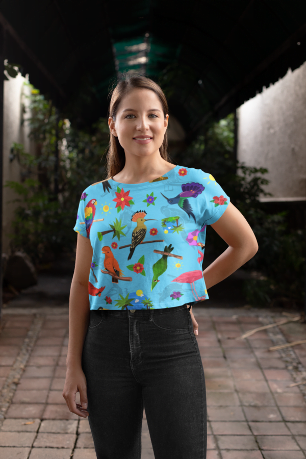 Blue Birds Style Women's All over print Crop Top - Its Clover
