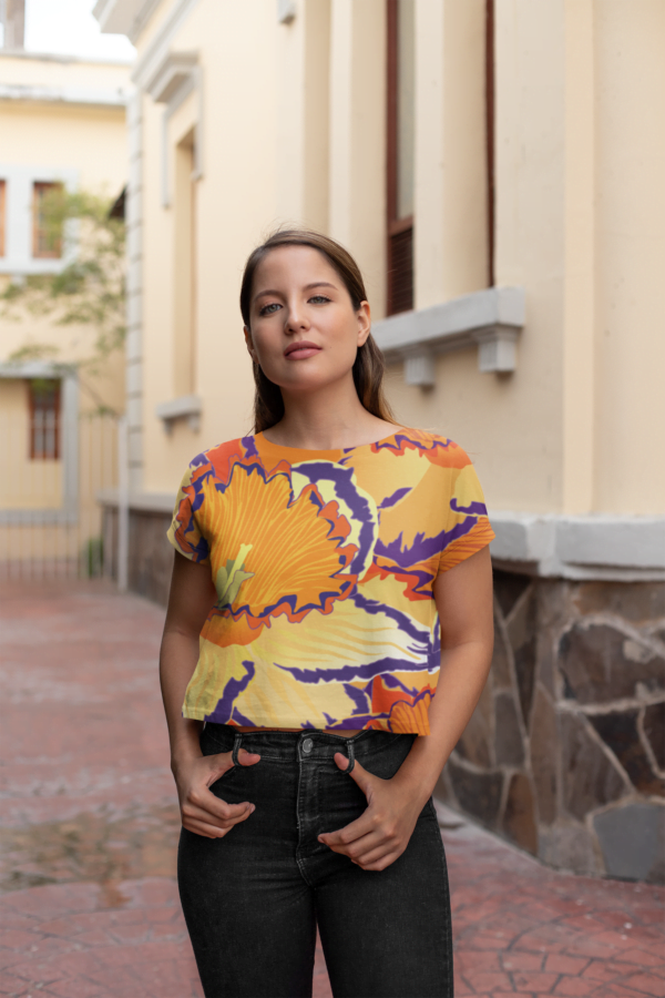 Yellow floral Style Women's All over print Crop Top - Its Clover