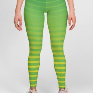 Neon Green Stripe Style Women's All over print Leggings its clover
