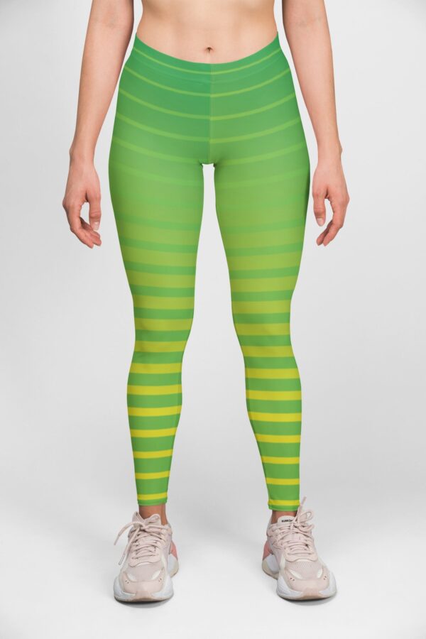 Neon Green Stripe Style Women's All over print Leggings its clover