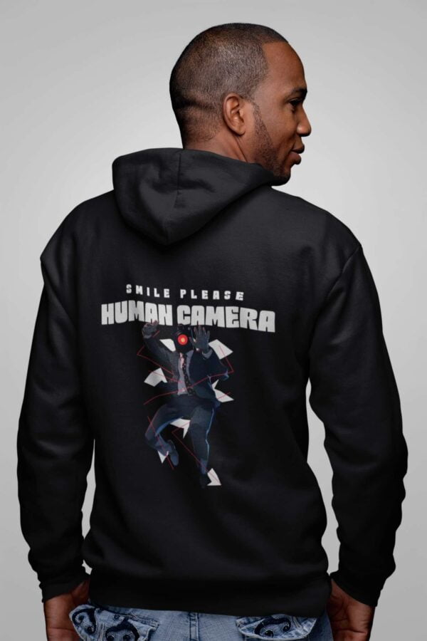 Human Camera Men Fleece Heavyweight Zipper Hooded Sweatshirt with Kangaroo Pockets