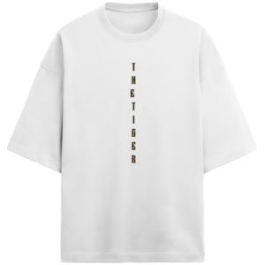 The Tiger Men’s French Terry Oversized White T-Shirt itsclover