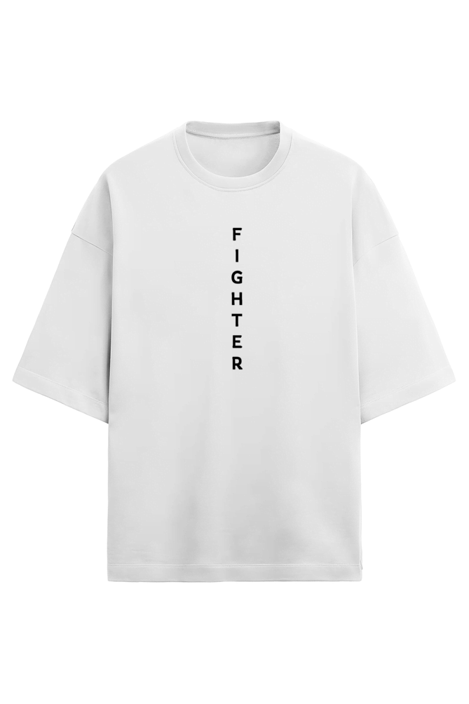 Fighter Men's French Terry Oversized White T-Shirt - its Clover