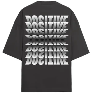Positive Vibes Men’s French Terry Oversized Black T-Shirt