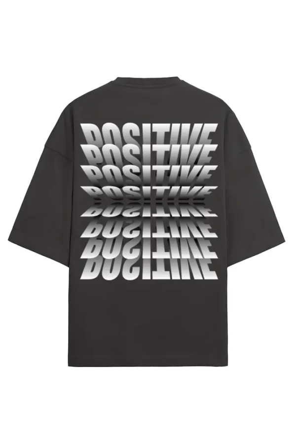 Positive Vibes Men’s French Terry Oversized Black T-Shirt