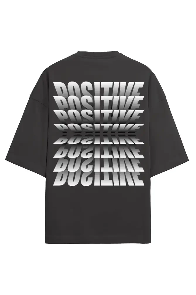 Positive Vibes Men’s French Terry Oversized Black T-Shirt