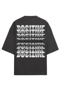 Positive Vibes Men’s French Terry Oversized Black T-Shirt