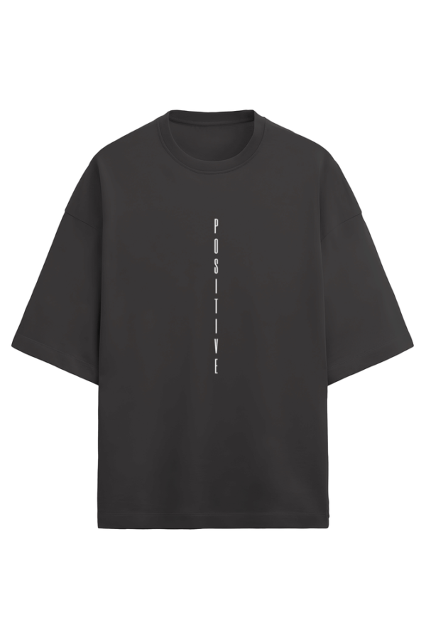 Positive Vibes Men’s French Terry Oversized Black T-Shirt