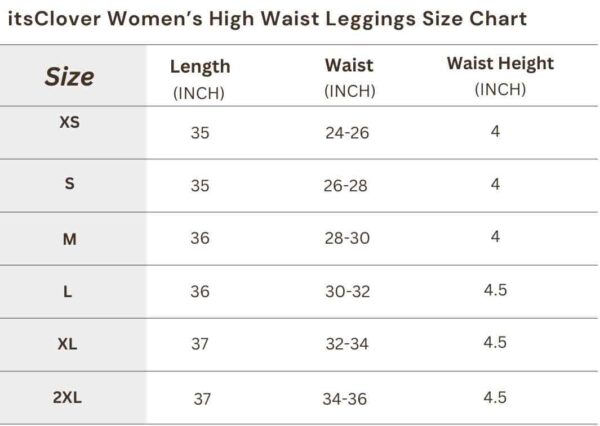 itsclover-Womens-High-waist-leggings-Size-Chart.