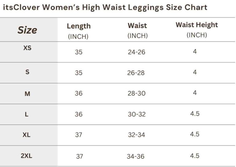 itsclover-Womens-High-waist-leggings-Size-Chart.