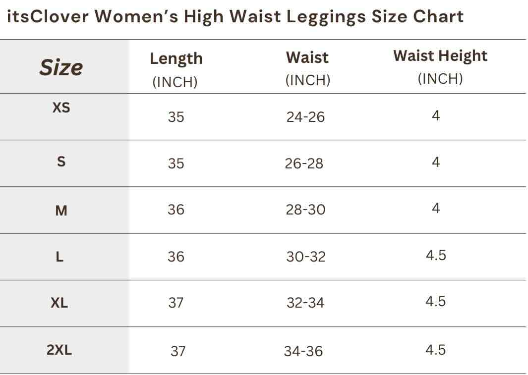 itsclover-Womens-High-waist-leggings-Size-Chart.